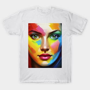 Rainbow girl, Colorful portrait, Rainbow colors, Vibrant personality T-Shirt